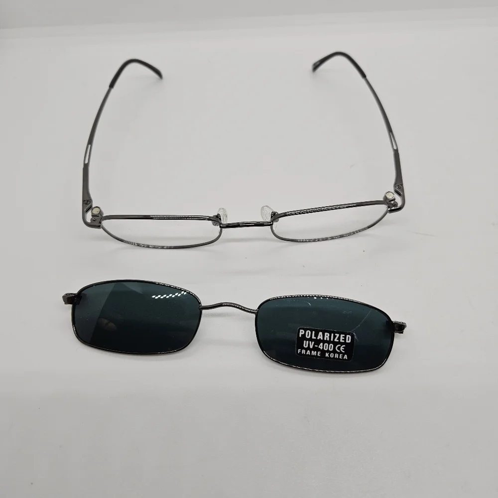 NEW Frame Korea gunmetal wire rimmed glasses with magnetic sunglasses FOR FRAMES